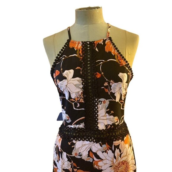 Alunalevi Women's Maxi Dress Black FloraL Halter Top Size Med NWT - Picture 5 of 12